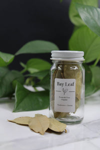 Organic Bay Leaf in a small glass bottle