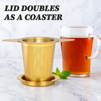 Gold Tea Infuser Basket with Lid (Stainless Steel)