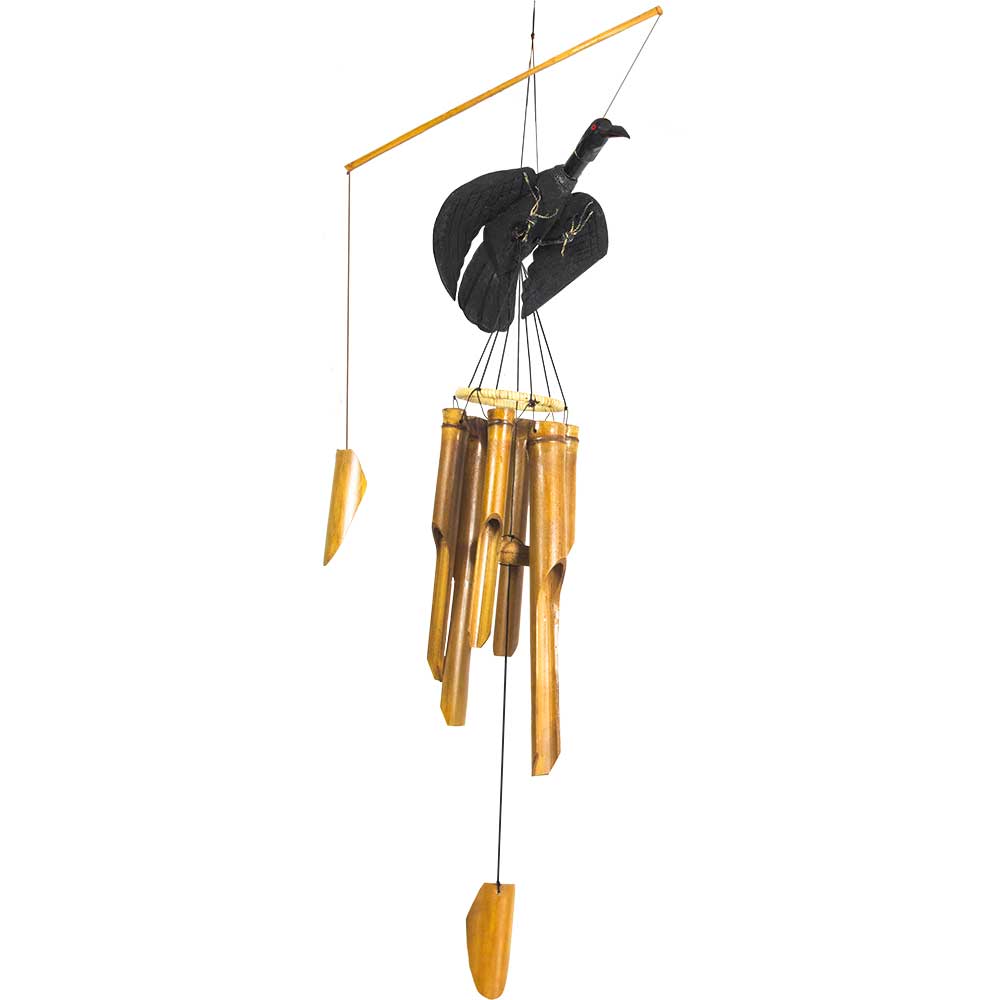 Flying Raven Animated Bamboo Windchime