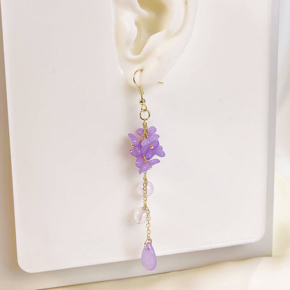 Purple Lily Earrings - 18K gold finish, S925 Silver Post (Handmade in USA)