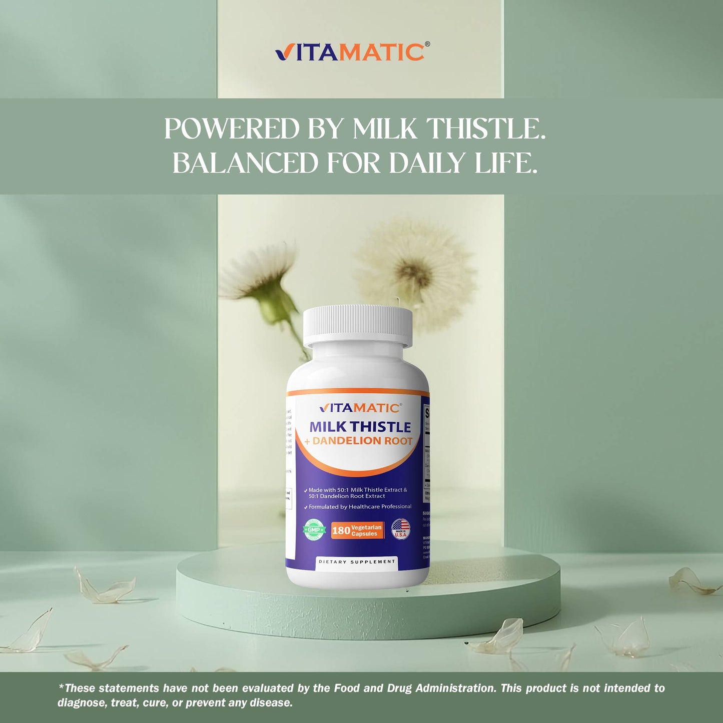 Milk Thistle & Dandelion Root Capsules -  (180 Veg Capsules)