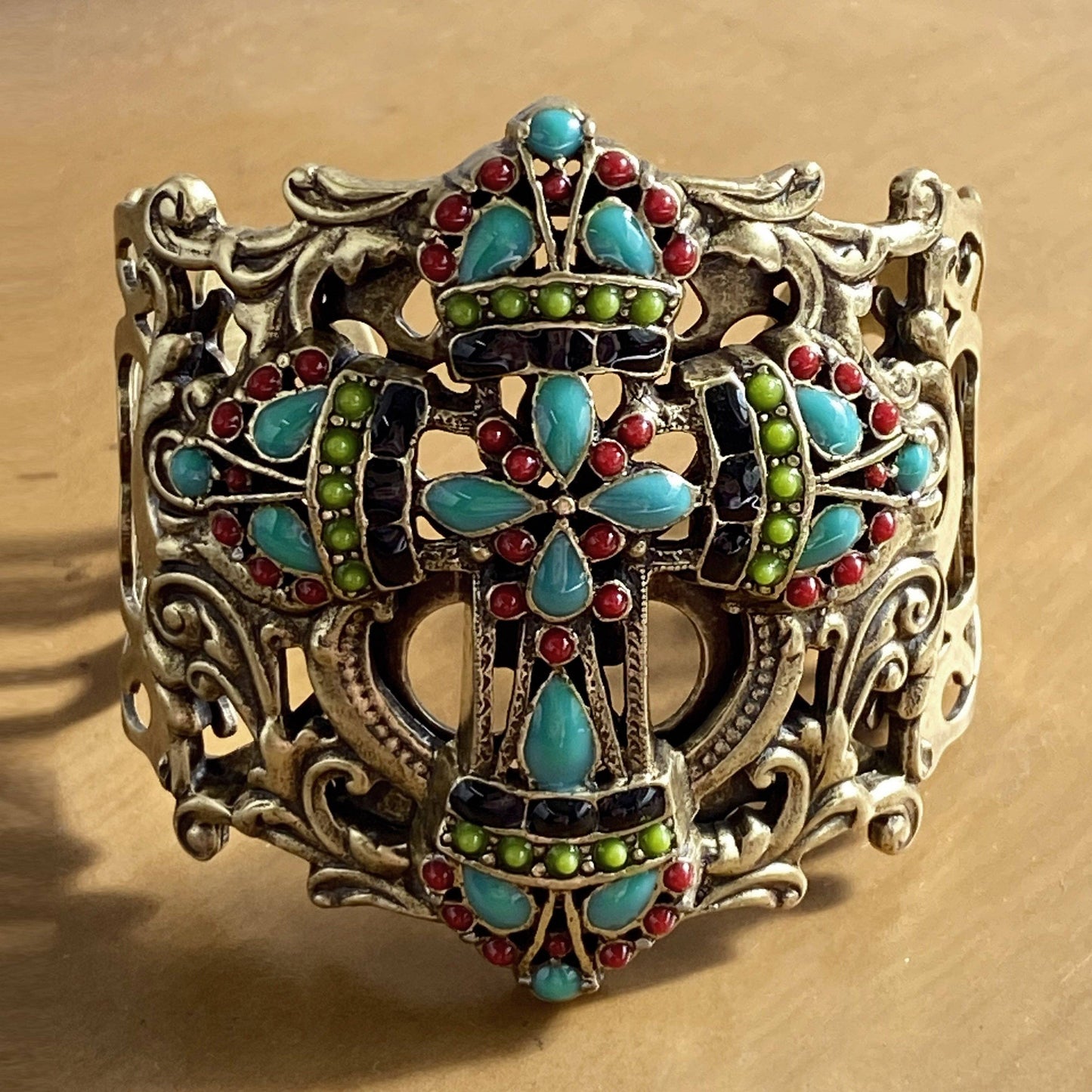 Mayan Cross Cuff Bracelet