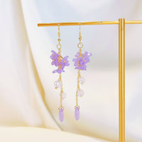 Purple Lily Earrings - 18K gold finish, S925 Silver Post (Handmade in USA)