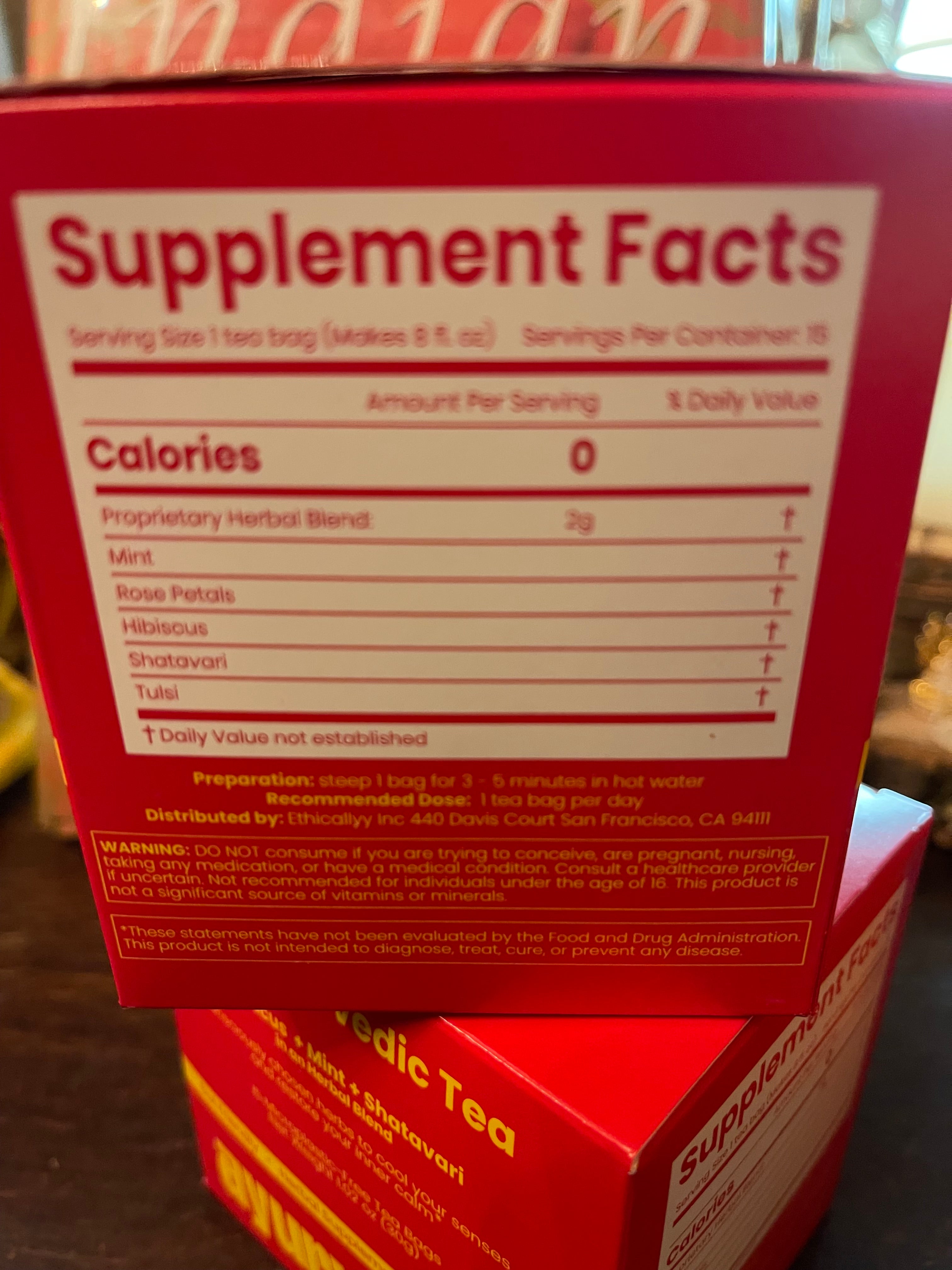 Organic Pitta Ayurvedic Tea: Hibiscus, Mint, Shatavari