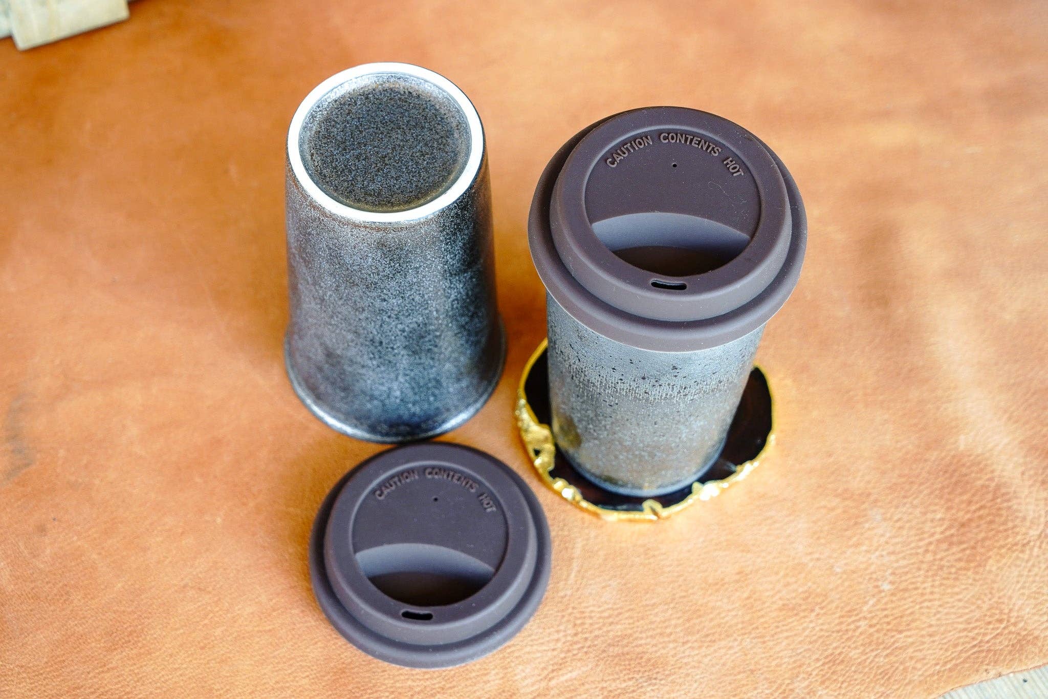 Rustic Metallic Bronze Tumbler w/Silicone Lid (12 oz)