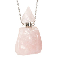 Rose Quartz Stone Bottle Necklace (Chamber opens)