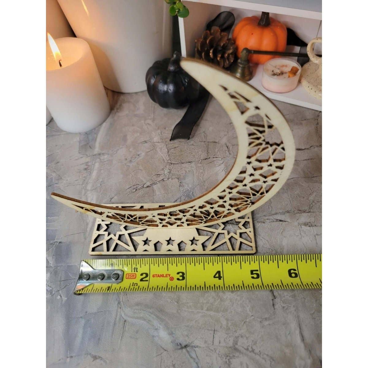 Crescent Moon Wooden Ornament