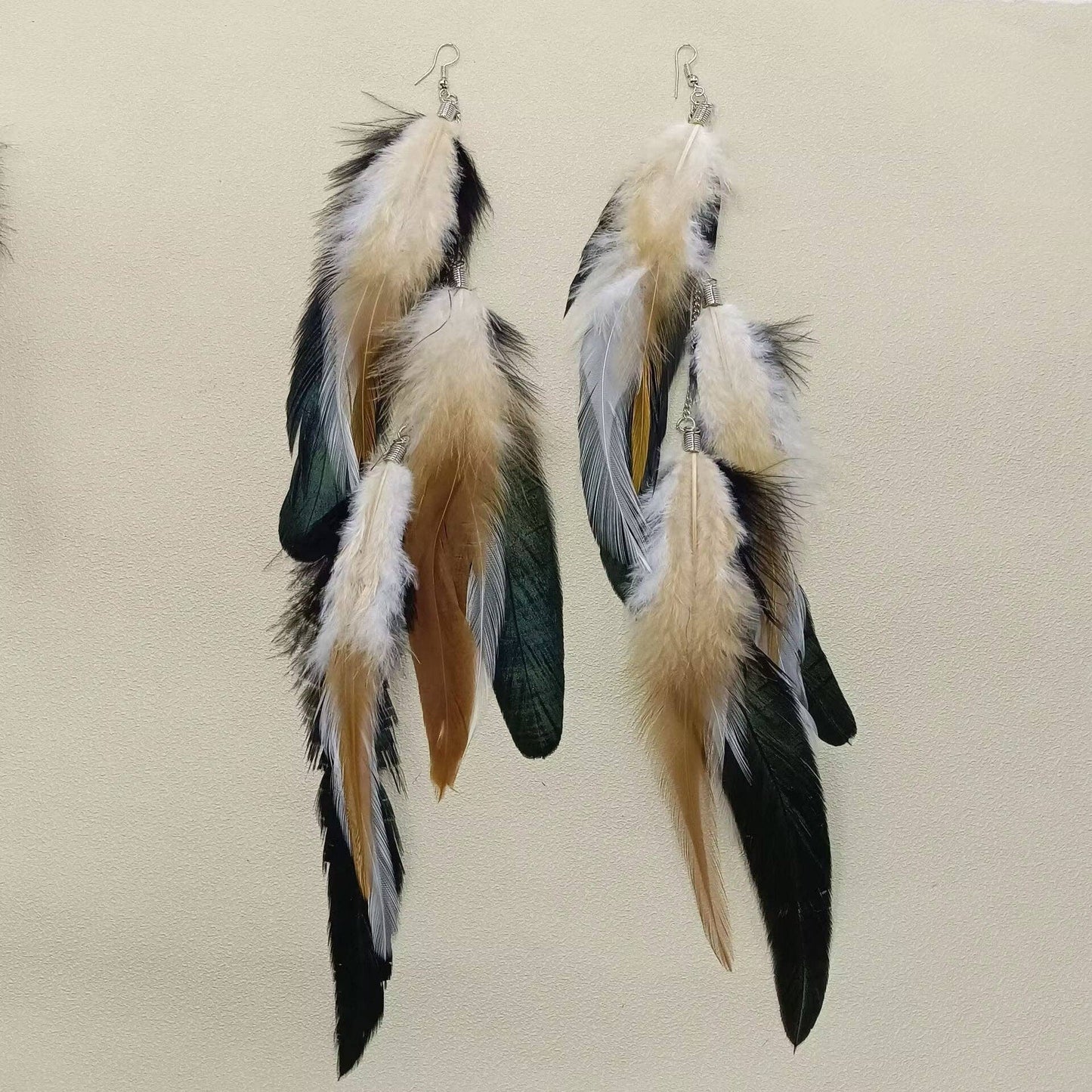 Extra Long Feather Dangle Earrings