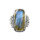 Big, Bold, Labradorite Ring with Sacred Number Eight (Size 10)
