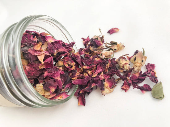 Rose Petals in Glass Herb Jar (8 oz)