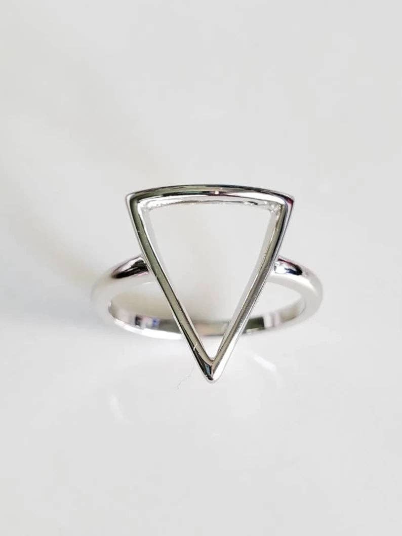 Pyramid Triangle Sterling Silver Ring