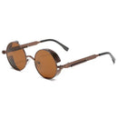 Steampunk Sunglasses with Brown Metal Frame and Brown Lens