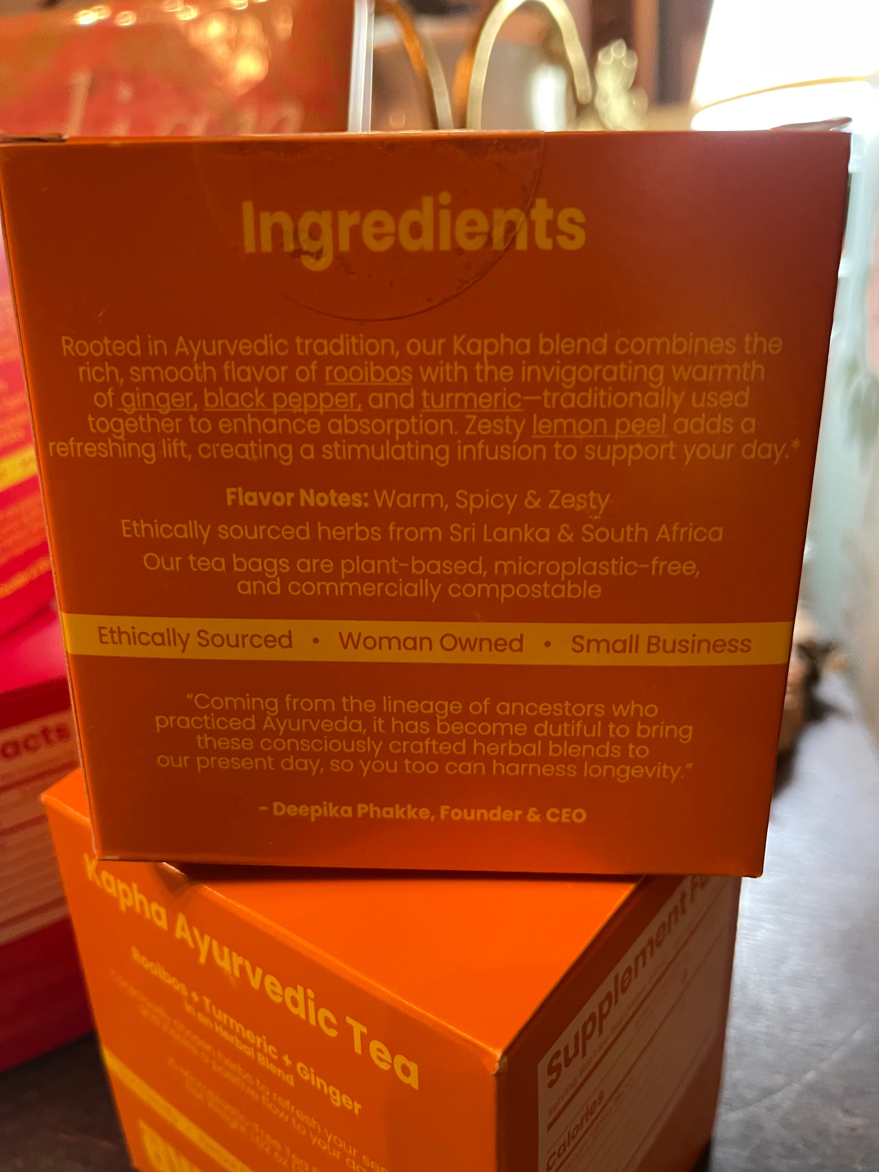 Organic Kapha Ayurvedic Tea: Rooibos, Turmeric, Ginger