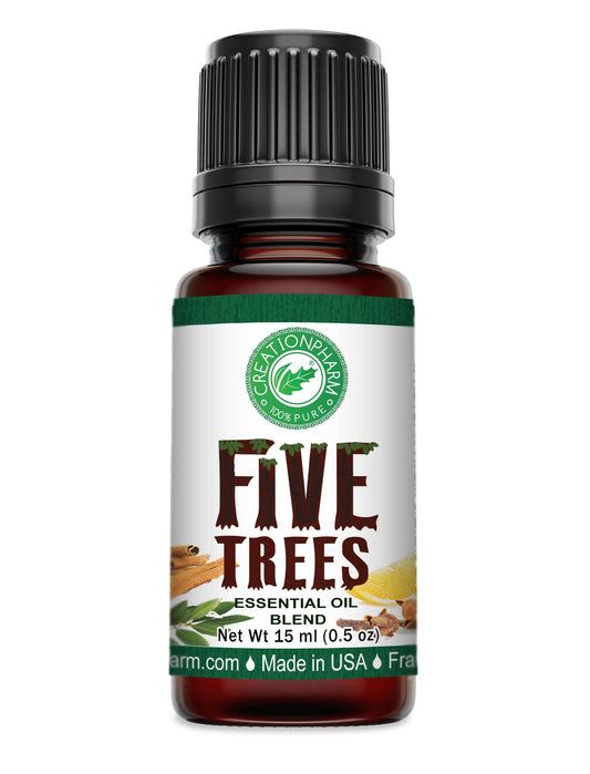 Five Trees 100% Essential Oil Blend - Cinnamon, Clove, Eucalyptus, Frankincense, Lemon, Rosemary