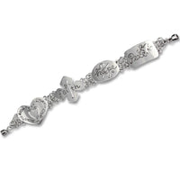Love, Faith, Hope, Peace Bracelet (Pewter, 6.5 inches)