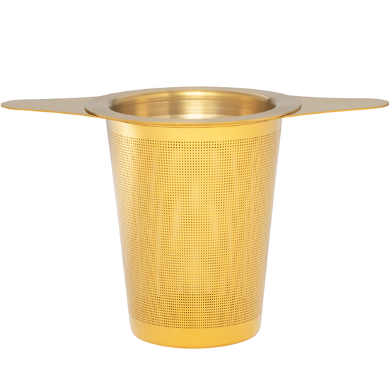 Gold Tea Infuser Basket with Lid (Stainless Steel)