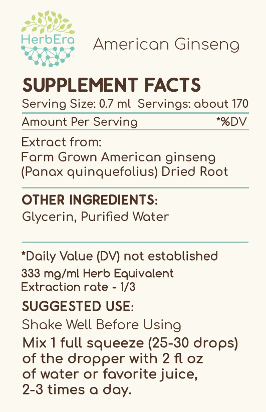 American Ginseng Tincture - Alcohol-free, 2 oz