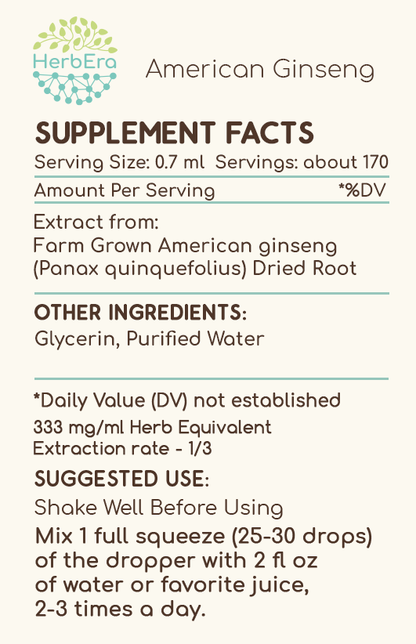 American Ginseng Tincture - Alcohol-free, 2 oz