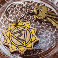 Solar Plexus Chakra Wooden Keychain
