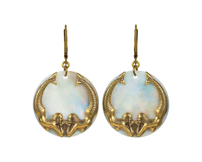 Mermaid Earrings Made with Real Sea Shells