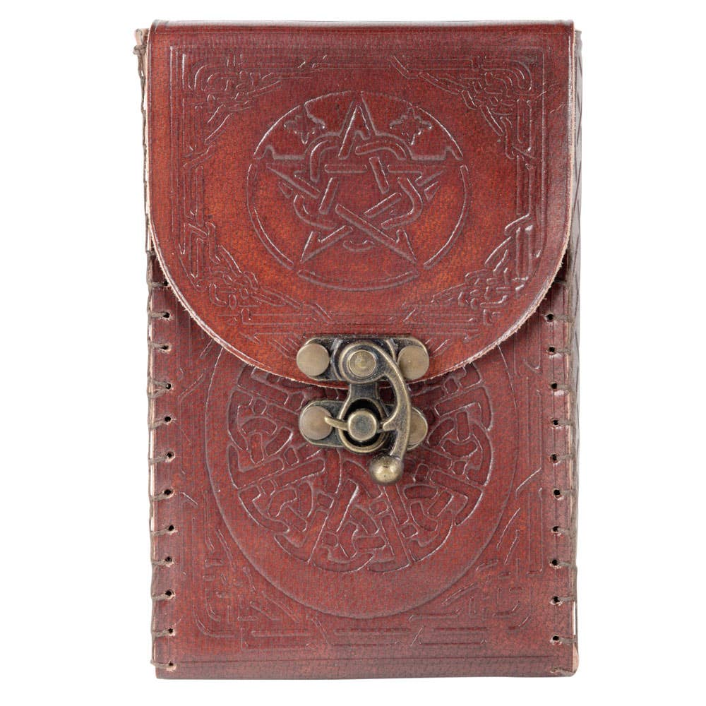 Tarot Card Holder - Leather case with engraved Pentagram