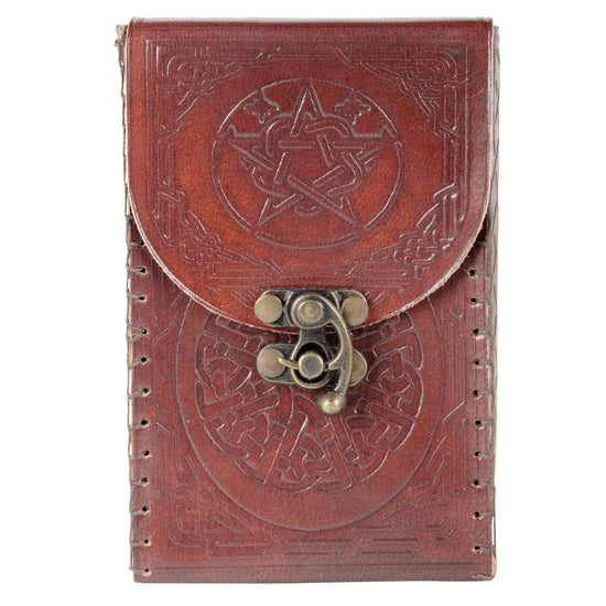 Tarot Card Holder - Leather case with engraved Pentagram