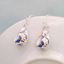 Genuine Ceramic Teacup Earrings (Blue & Gold)