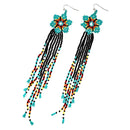 Long Bead Tassel Earrings