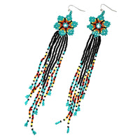 Long Bead Tassel Earrings