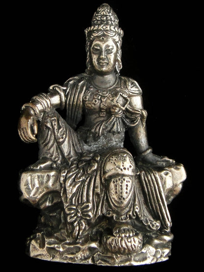 Quan Yin Seated Brass Deity