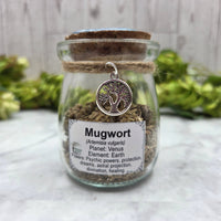 Dried Mugwort in Apothecary Herb Jar