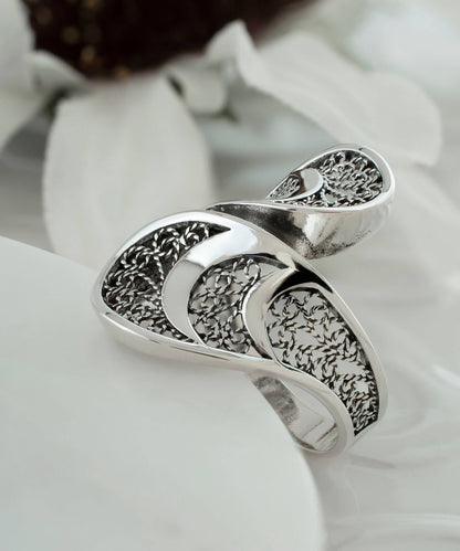 Spiral Crescent Moon Goddess Ring (Size 8)