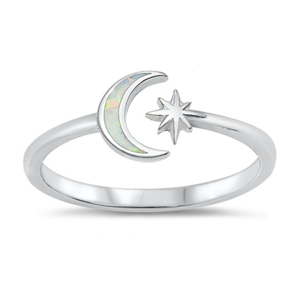 Opal Moon & Star Ring (Size 6)
