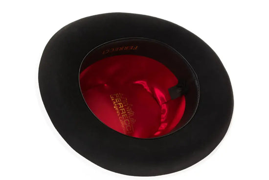 Godfather Fedora Hat - Black with White Band, Size Large