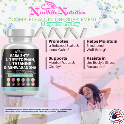 GABA, 5-HTP, L-Tryptophan L-Theanine, Ashwagandha Supplement