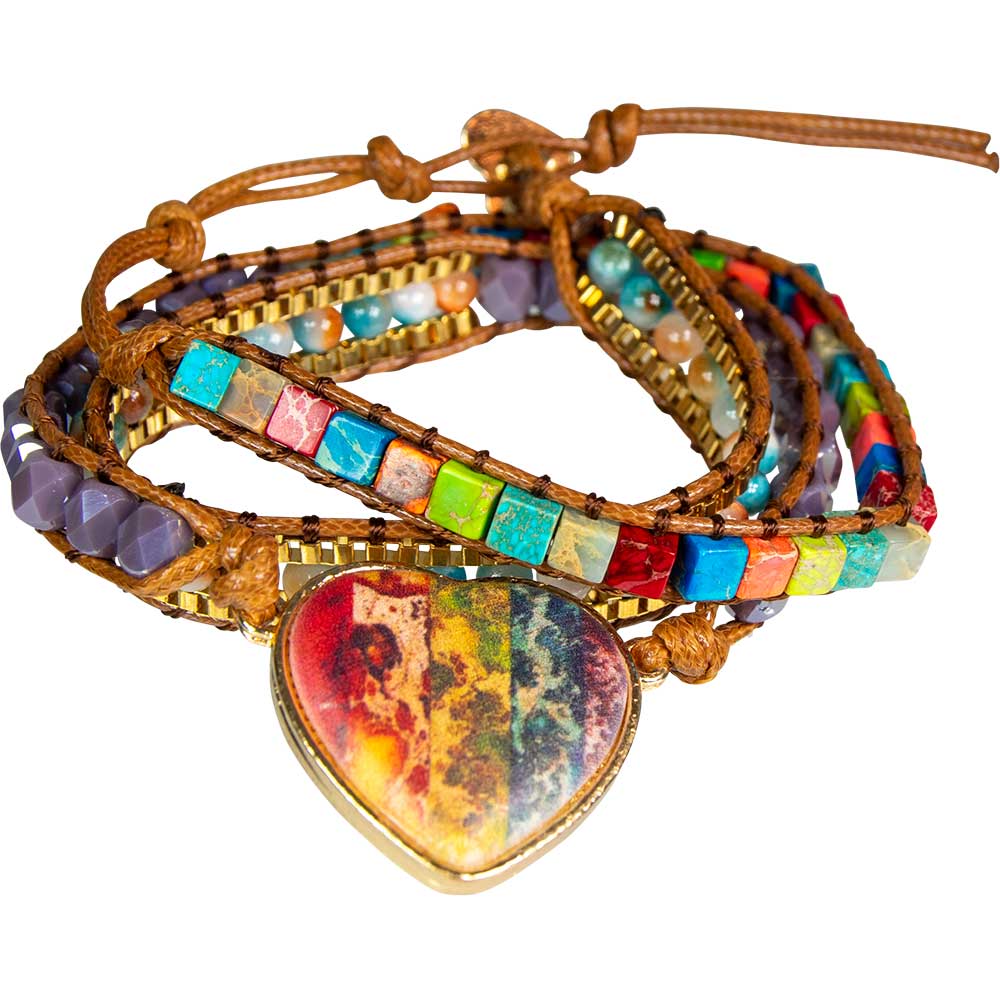 Wrap Bracelet Leather & Imperial Jasper