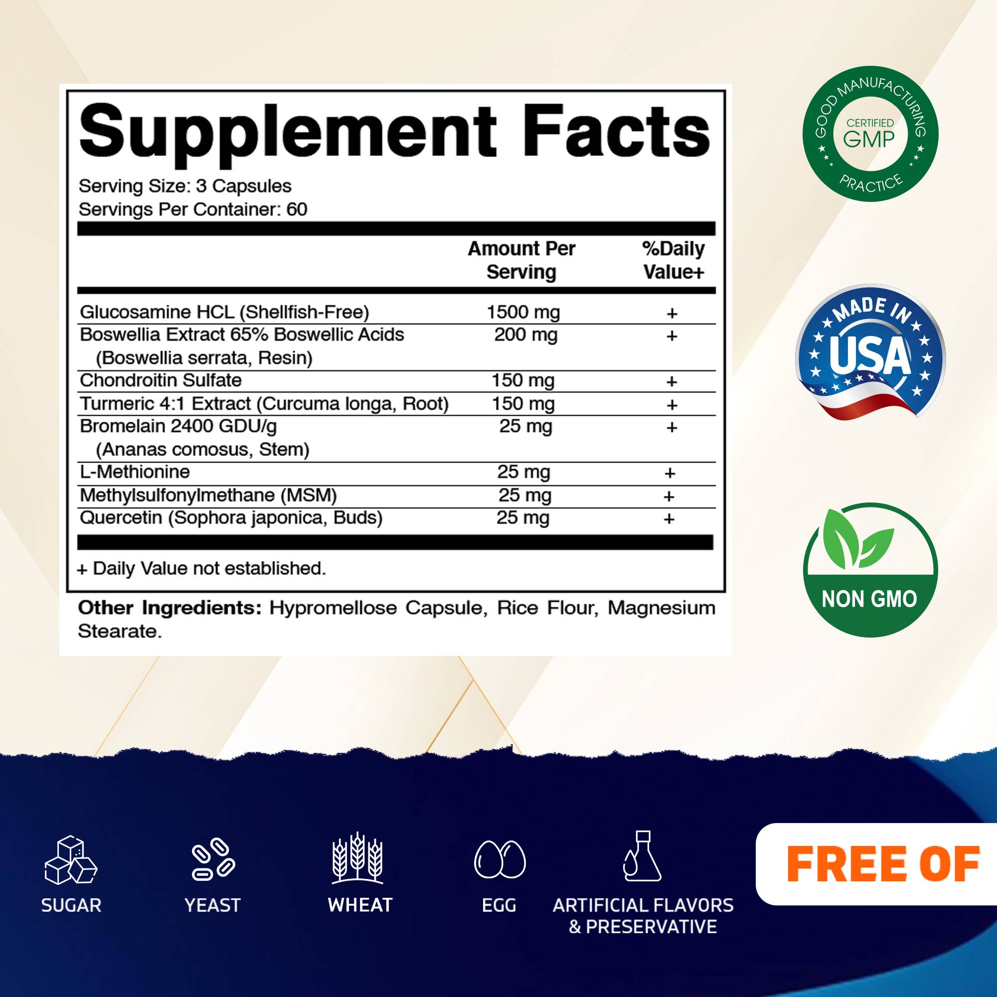 Glucosamine Chondroitin MSM (180 Veggie Capsules)