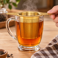 Gold Tea Infuser Basket with Lid (Stainless Steel)
