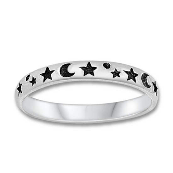 Stars & Magic Sterling Silver Ring (Thin Band)