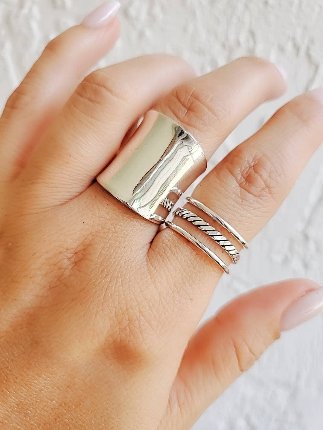 Sterling Silver Triple Adjustable Ring (Size 6)