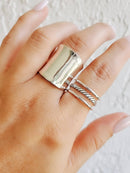 Sterling Silver Triple Adjustable Ring (Size 6)