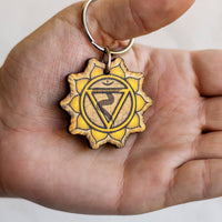 Solar Plexus Chakra Wooden Keychain