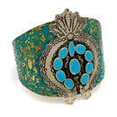 Honoring the Plant - Squash Blossom Wide Patina Metal Cuff