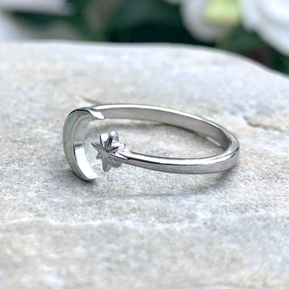 Opal Moon & Star Ring (Size 6)