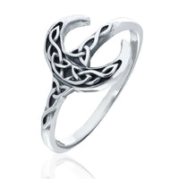 Celtic Knot Moon Ring (Size 10) Sterling Silver