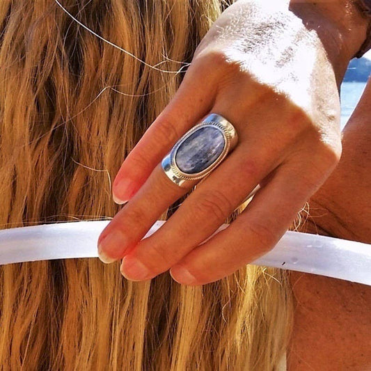 Big Eclectic Ring with Hues of Blue (Size 10)