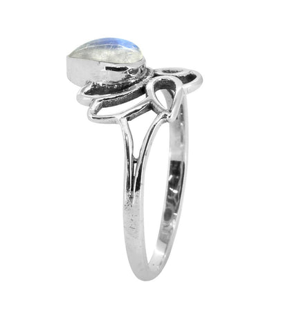 Lotus Flower Moonstone Ring