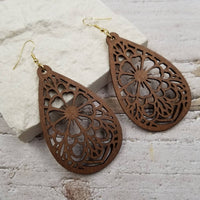 Flower Geometric Wooden Earrings