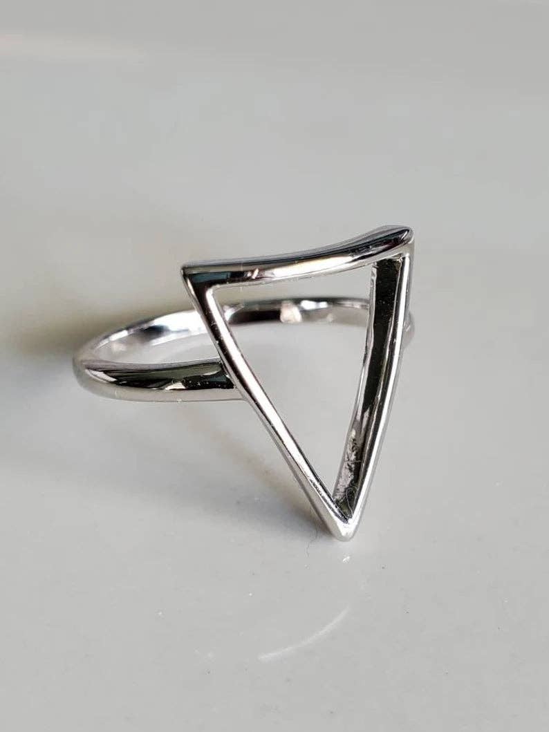 Pyramid Triangle Sterling Silver Ring