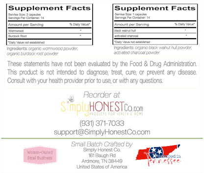 Parasite Cleanse Capsules – 2 Week Herbal Regimen with Wormwood & Charcoal